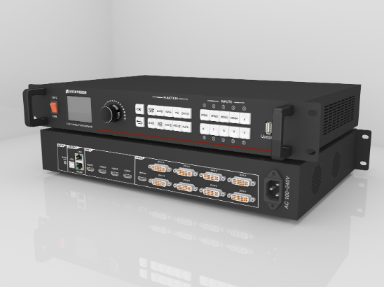 上海靈信VX-6視頻處理器4個(gè)HDMI通道4K超高清輸入，可以實(shí)現(xiàn)超大屏點(diǎn)對(duì)點(diǎn)顯示